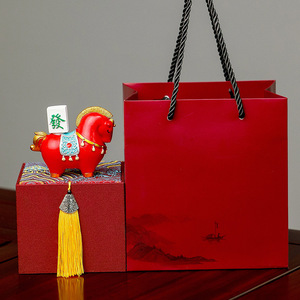Horse Year Mascot Figurine Red Glossy Zodiac Decoration Gift For Office <b>Desk</b> Living Room Traditional Style - Product Image 2