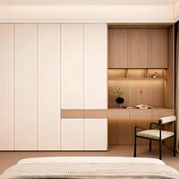 Armoire convertible en bois de style français moderne avec coiffeuse et bureau intégrés, facile à assembler, grande capacité pour chambre de villa
