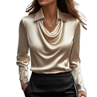 Chemise à col en V pour femmes automne élégant rétro décontracté avec chemisier en tissu respirant en polyester à imprimé floral