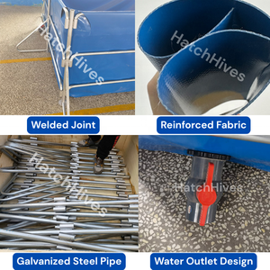도매 양식 물고기 부화장 장비 두꺼운 타포린 라이너와 대용량 사각 아연 도금 강철 물 탱크 - Product Image 2