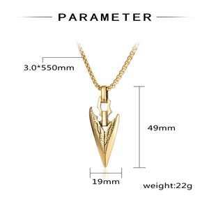Collier Pendentif Pointe de Flèche Personnalisable Symbole Tribal Chasseur Âge de Pierre Breloque Triangle Gothique Audacieuse pour Hommes Chaîne en Acier Inoxydable - Product Image 5