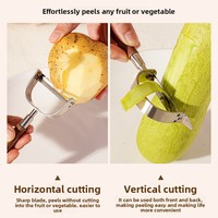 Handmatige multifunctionele fruit- en groenteschiller van 304 roestvrij staal met walnoot handvat, geschikt voor raspen en meloen schaven, Japanse stijl