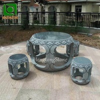 Table et chaises en pierre pour jardin, Sculpture en marbre noir de Style chinois