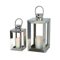 Foryoudecor Brand New European Brevet exclusif lanterne à bougie en acier inoxydable lanterne chromée lot de 2