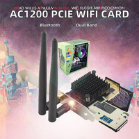 Adaptador interno con cable PCIe AC1200 de doble banda 2.4/5GHz + para 4.2 867Mbps con disipador de calor de perfil bajo para PC de juegos