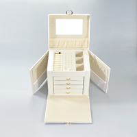 Boîte de rangement pour bijoux Fuxin Fujian, grand collier, quatre couches, plateaux de capacité, DS-FFX-20251073, design personnalisable, élégant, portable