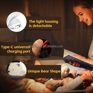 पोर्टेबल रिचार्जेबल आरजीबी मध्यम नींद वाले भालू रात हल्का नरम पशु सिलिकॉन स्पर्श नियंत्रण बच्चों क्रिसमस उपहार - Product Image 3