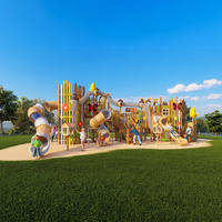 Centre d'activités de jeux d'extérieur en bois pour enfants : balançoire, toboggan, maisonnette