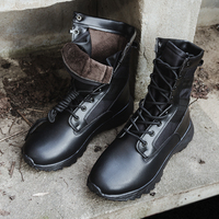 Bottes tactiques d'hiver avec doublure en fourrure pour la chaleur et le confort, tige en cuir souple pour la randonnée, antidérapantes