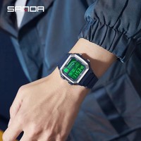 Reloj de Pulsera Digital Electrónico Sanda 6196 para Hombre, de Moda, con Alarma, para Estudiantes, Esfera Cuadrada, Multifuncional y Resistente al Agua