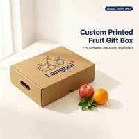 Boîte cadeau en carton ondulé imprimée sur mesure, boîte d'emballage de fruits télescopique en deux parties avec poignée découpée pour l'expédition de cadeaux agricoles