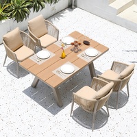 Ensemble de table et chaises de jardin en aluminium pour l'extérieur, style moderne et décontracté, pour hôtel, jardin, resort, cour