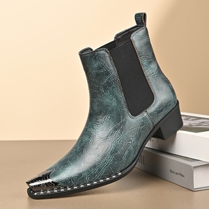Botas de punta puntiaguda de cuero genuino negro con banda elástica, sin cordones, para oficina y carrera profesional, suela de goma, envío directo - Product Image 4