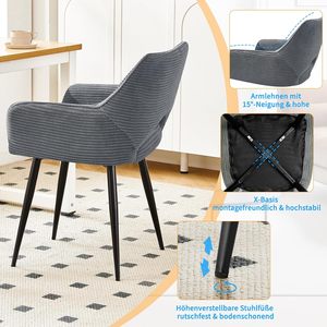 Wafting vải hiện đại ghế ăn đặt <span class=keywords><strong>6</strong></span> tay vịn nhung bọc với chân kim loại cho phòng khách & nhà bếp - Product Image 5