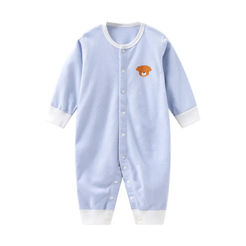 Pijama de algodão para bebê recém nascido, roupa íntima infantil, macacão <span class=keywords><strong>azul</strong></span>, macacão de boa qualidade, atacado