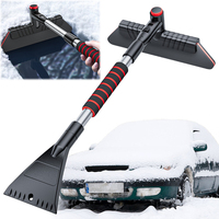 TMST Y0198 Pelle à neige et brosse de pare-brise extensible 2 en 1 en aluminium, dégivreur automatique, grattoir à glace, poignée de sac, 28*12.5*2.5cm