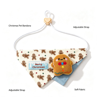 Écharpe triangulaire réversible moderne et écologique pour animaux de compagnie, motif homme en pain d'épices 3D en peluche, avec sangle réglable, pour petits animaux