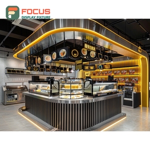 Vitrina Comercial para Café con Frente de Vidrio, Estante para Pastelería, Base de Nogal, Vitrina para Tienda - Product Image 5