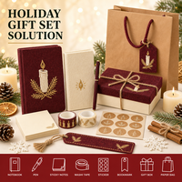 Carnet de Noël personnalisé à couverture rigide en laine bordeaux, broderie au fil, détails en feutre, format A5, 80 feuilles, cadeau d'entreprise WANGHAN
