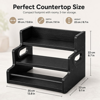 El Mejor Estante Organizador de Especias de Bambú Negro de 3 Niveles para Cocina, Soporte para Almacenamiento de Condimentos