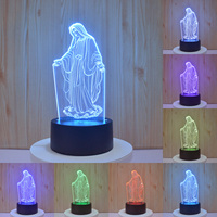 Magnifique Lampe Visuelle 3D Chrétienne à LED, Éclairage de Nuit Avec Capteur Tactile, Base ABS, Merveilleuse Décoration Intérieure