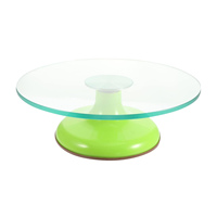 Plate-forme en verre de 12 pouces Double roulement en acier inoxydable Table rotative outils de décoration de gâteau Base rotative plateau tournant de gâteau