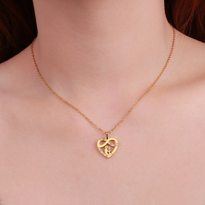 Collar con colgante de corazón chapado en oro 304 316 con circonita cúbica, cadena de aleación romántica para uso diario, regalo de joyería unisex. - Product Image 5