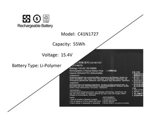 C41N1727 15.4V 55WH Batterie D'ordinateur Portable pour <span class=keywords><strong>ASUS</strong></span> <span class=keywords><strong>ROG</strong></span> Zephyrus GM501 GM501G GM501GM GM501GS GU501 GU501GM Ordinateur Portable C41N1727 Batterie - Product Image 2