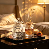 Bouteille diffuseur de parfum en verre personnalisée de luxe avec étiquette sur mesure, vide, pour la maison, décorative, pour cadeau de mariage