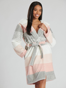 Factory Waffle Fleece Hooded <strong>Dressing</strong> <strong>Gown</strong> <strong>Ladies</strong> Soft <strong>Warm</strong> Winter Wrap Robe Nightwear Custom Polyester Bathrobes Women Luxury - Product Image 3