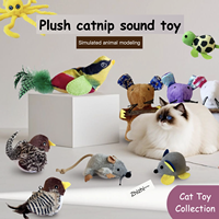 Collection de jouets pour chats : Pieuvre biomimétique, oiseau/charrette à roulettes qui couine (moineau/souris), souris/tortue/coccinelle/ehéguier à manivelle, souris Silvervine