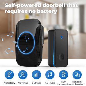 Timbre Inalámbrico Autoalimentado a Prueba de Agua, Timbre de Puerta sin Batería, Enchufe Eléctrico para UE, Reino Unido y EE. UU., Receptor Inteligente de 1 o 2 Botones F946 - Product Image 2