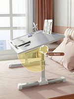 Table de chevet pliable réglable en hauteur, petit bureau avec pieds antidérapants en MDF, pour lit, ordinateur portable, étude, dortoir étudiant