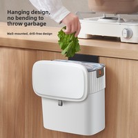 Poubelle murale ELPHECO en plastique PP de 7 L avec couvercle, emballage automatique et seau de rangement
