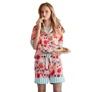 Short sleeved artistic design sweet and cute women's pajamas
