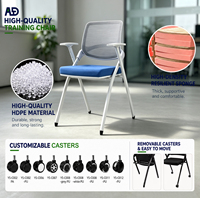 Chaise de formation moderne et durable avec tableau d'écriture pliable et mobile pour salle de classe, amphithéâtre, hôpital, bureau, conférence