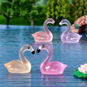 Mikro peyzaj için simüle aydınlık Flamingo süs reçine el sanatları DIY masaüstü kuşlar için Dollhouse balık tankı dekorasyon - Product Image 2