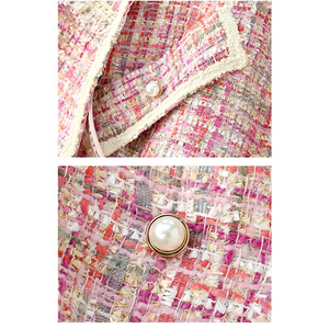 Cappotto da donna bavero doppio petto <span class=keywords><strong>di</strong></span> media lunghezza senza maniche elegante Poncho <span class=keywords><strong>giacca</strong></span> con mantello <span class=keywords><strong>di</strong></span> <span class=keywords><strong>Tweed</strong></span> rosa - Product Image 5
