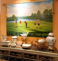 Palais français Antique en céramique de luxe avec laiton peint à la main fleur et oiseau porcelaine maison salon rétro décoration de bureau