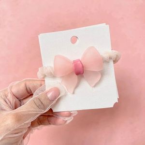 Fascia per capelli da bambina con fiocco in rete rosa e bianco, decorazione a forma di orsetto, stile fatato - Product Image 1