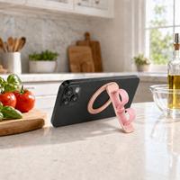 Support magnétique pour téléphone à 4 couleurs, anneau texturé alvéolé avec sangle tissée élastique, support vertical et horizontal