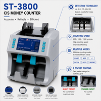 SEMTOM ST-3800 Machine de comptage de billets de banque à 2 poches et 2 CIS avec détecteur de contrefaçon et reconnaissance automatique des devises