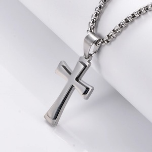 Collier pendentif croix vintage en acier inoxydable, style punk, chaîne pour homme, bijou cadeau - Product Image 4
