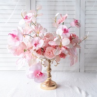 Ornements de table de dessert de mariage en soie de style européen LQ personnalisés, boules de fleurs longues, blanc pur LQHL005