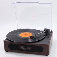Support des petites commandes, MOQ 1 pièce, lecteur de vinyle en bois, lecteur de musique LP domestique, intégré avec 2 haut-parleurs, phonographe