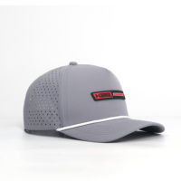 Casquette 5 panneaux personnalisée avec logo, découpe laser de haute qualité, trou perforé, patch en caoutchouc et cordons offerts