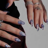 Ongles en acrylique à presser, motif sirène bleu-violet, spirale 3D, coquillage en relief, cœur perlé, personnalisables pour séances photo et fêtes