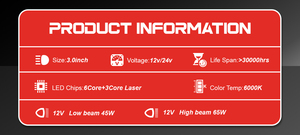 Nuevos Faros LED de Proyector Láser de Alta Potencia de 3 Pulgadas con Luz Alta/Baja, Ajuste Universal - Product Image 5