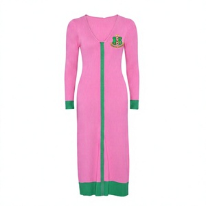 <span class=keywords><strong>Robe</strong></span> pull ajustée à taille empire de qualité supérieure OEM pour femmes avec logo brodé élégant et tissu tricoté - Product Image 2