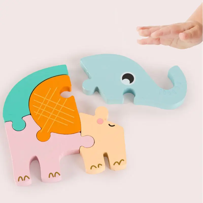 Montessori 3D Holz Puzzle Baby Spielzeug Pädagogisches Spielzeug Spielt Cartoon Erfassen Intelligenz Puzzles Für Kinder Holz Spielzeug
